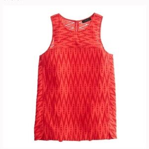 J. Crew Coral Eyelet Patterned Tank Top 4